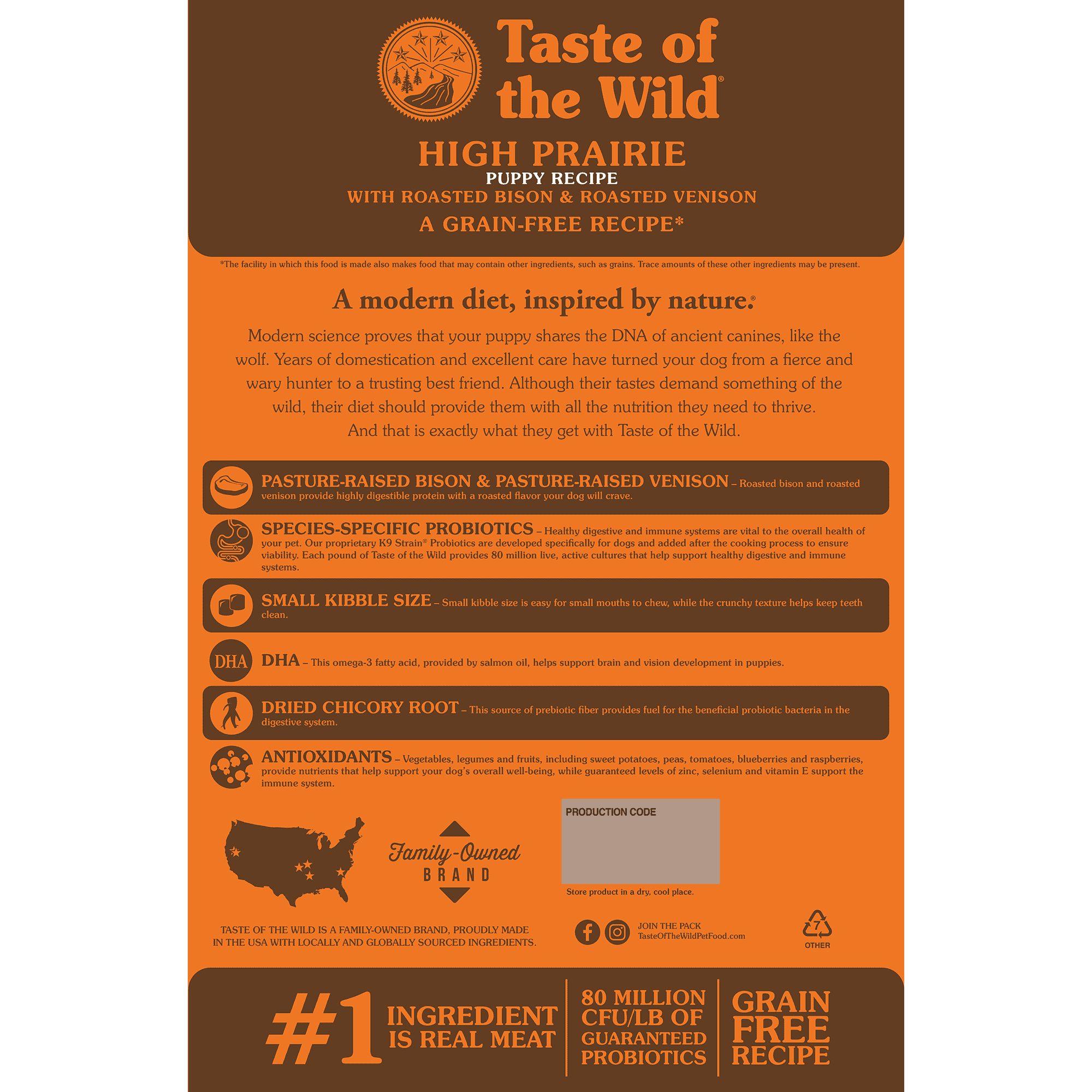 Taste Of The Wild טייסט אוף דה ווילד כלב פריירי גור ביזון וצבי צלוי