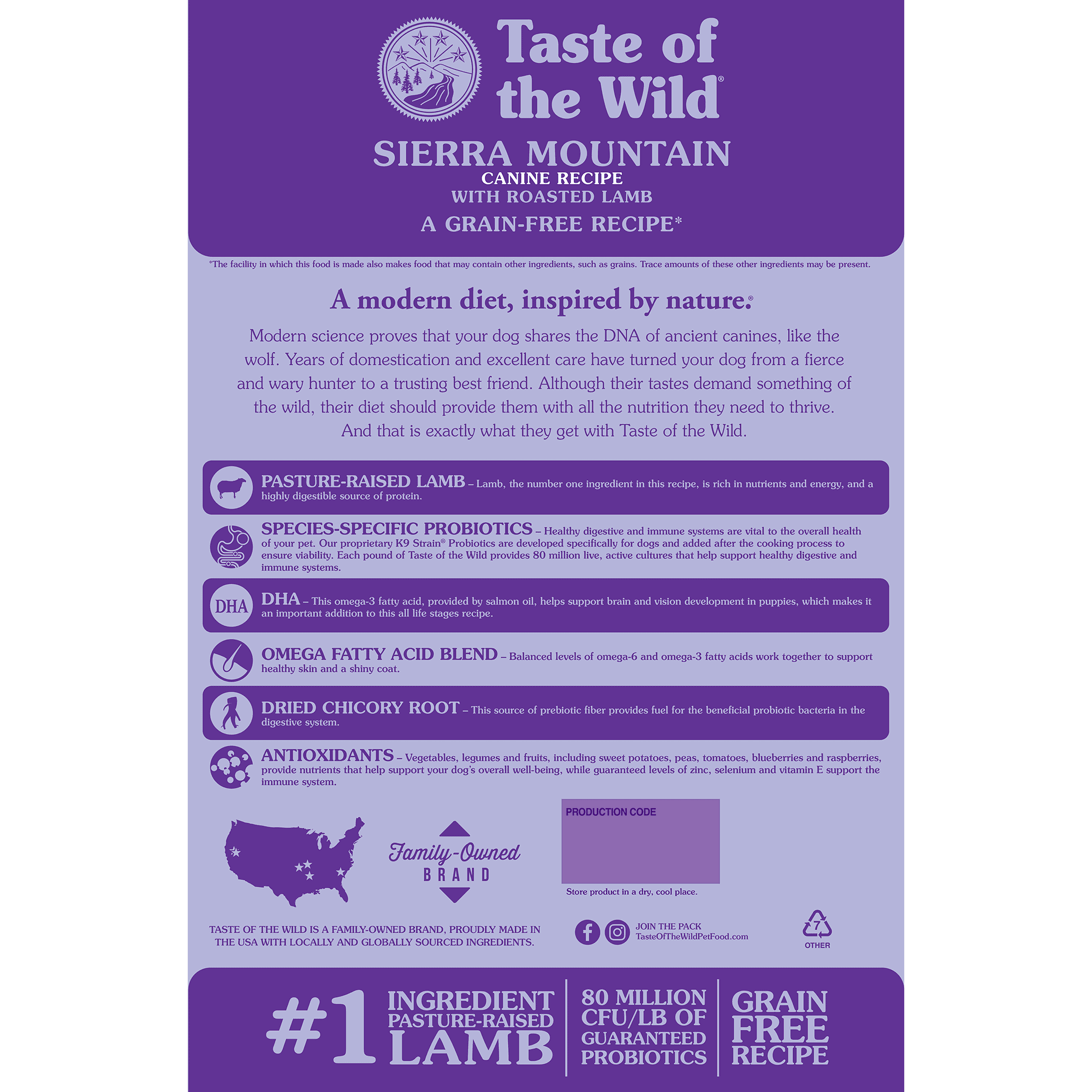 Taste Of The Wild טייסט אוף דה ווילד כלב סיירה בוגר כבש צלוי