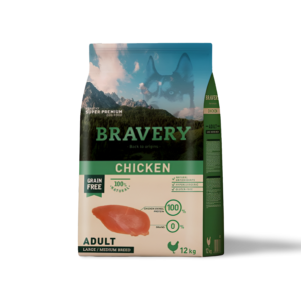 Bravery ברייברי עוף לכלבים בוגרים