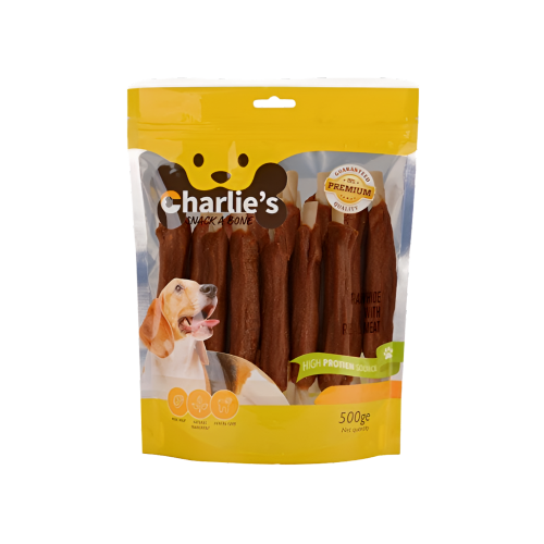 Charlie's צ'רליז חטיף רול בקר עטוף סלמון