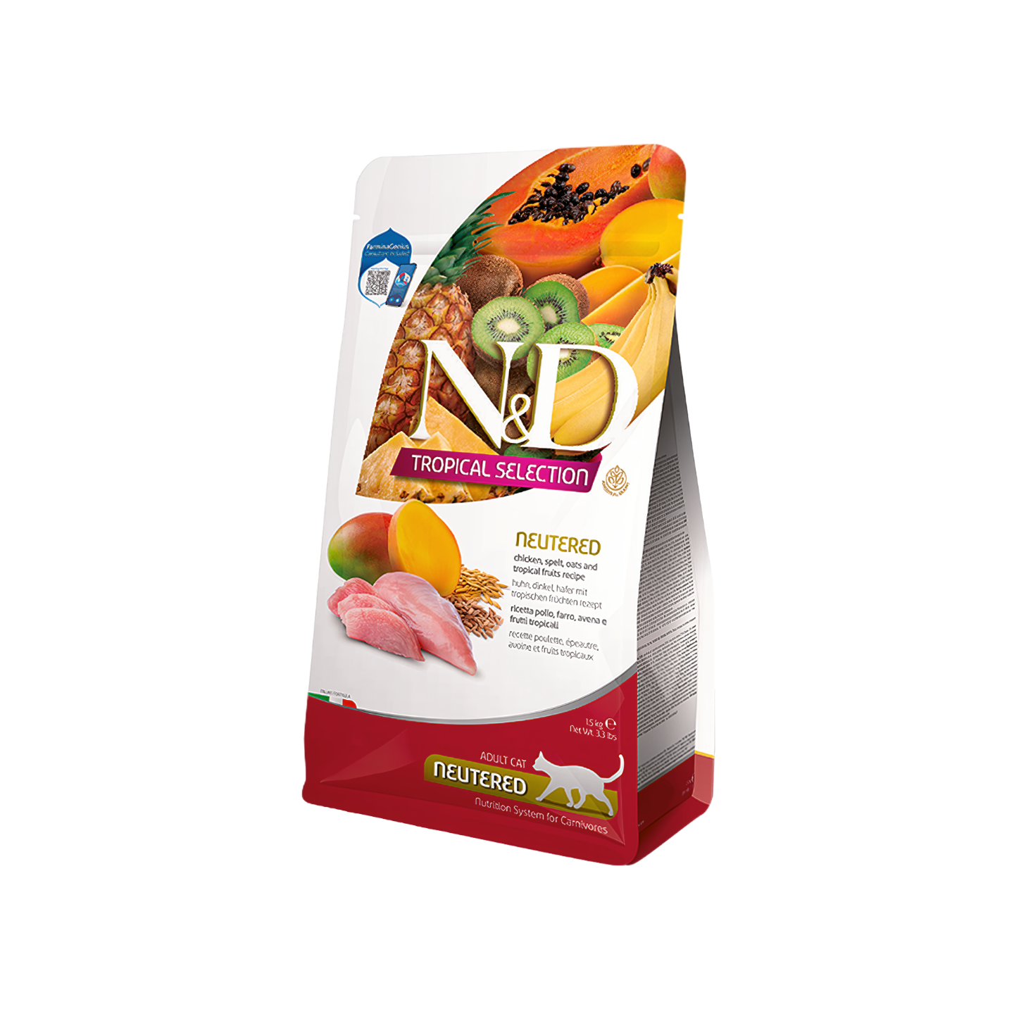 Natural And Delicious נטורל אנד דלישס חתול בוגר עוף ורימון מסורסים טרופיקל