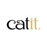 לוגו עם המילה "catit" באותיות קטנות מסוגננות; ה-"i" ו-"t" הם בזהב, בעוד "חתול" הוא בצבע שחור.