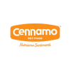 התמונה מציגה את הלוגו של Cennamo Pet Food בצבע כתום עם הסלוגן "Nutriamo Sentimenti" כתוב מתחת בכתב יד.