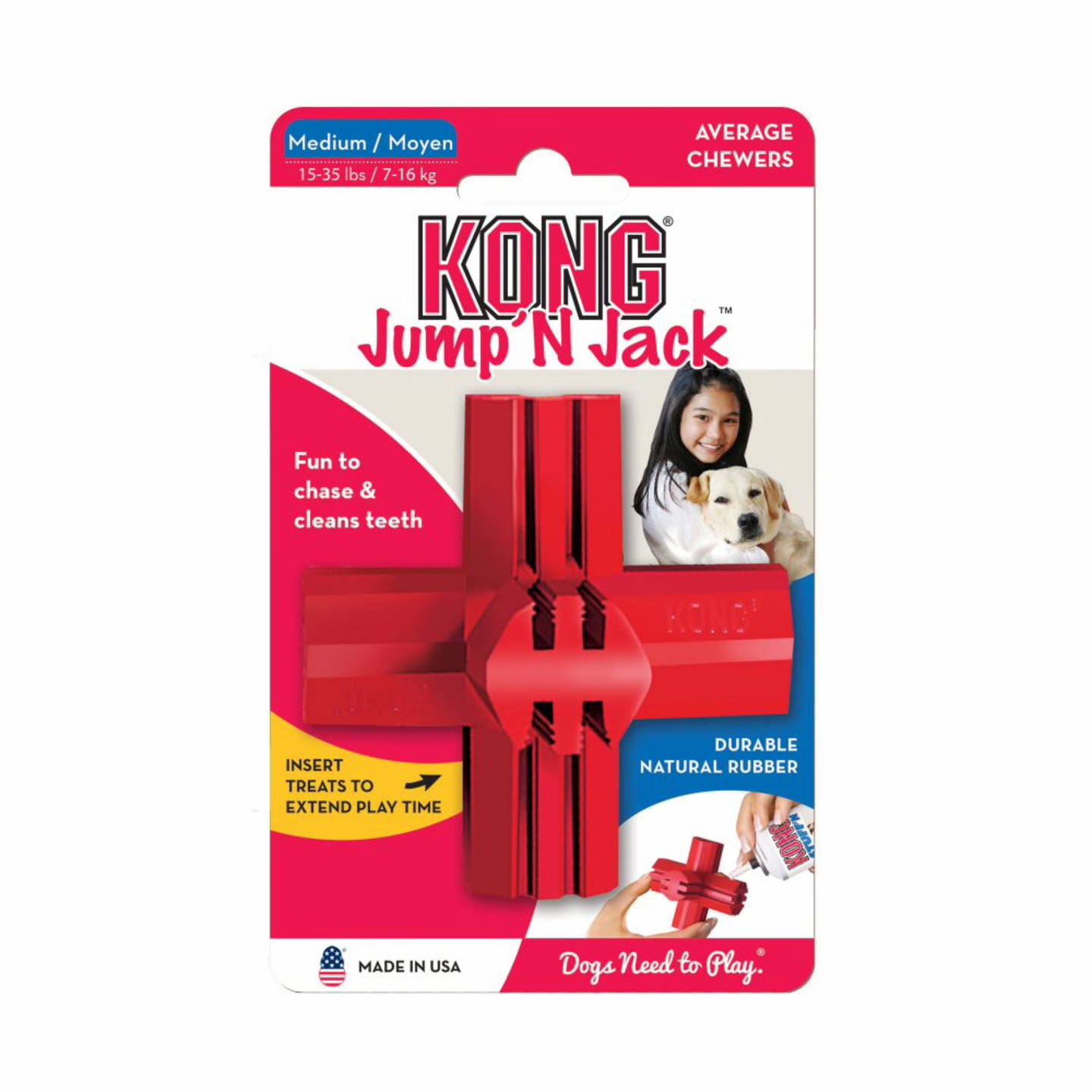 KONG קונג ג'אמפ ג'ק צעצוע לכלב מידה M