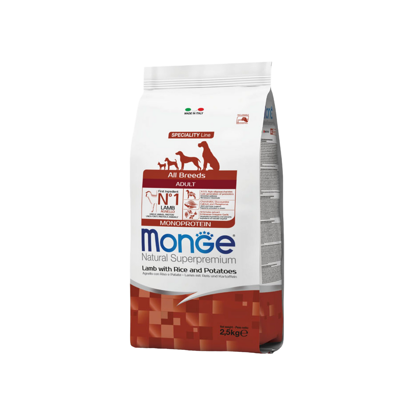 Monge מונג' בוגרים כבש אורז ותפוח אדמה לכל הגזעים