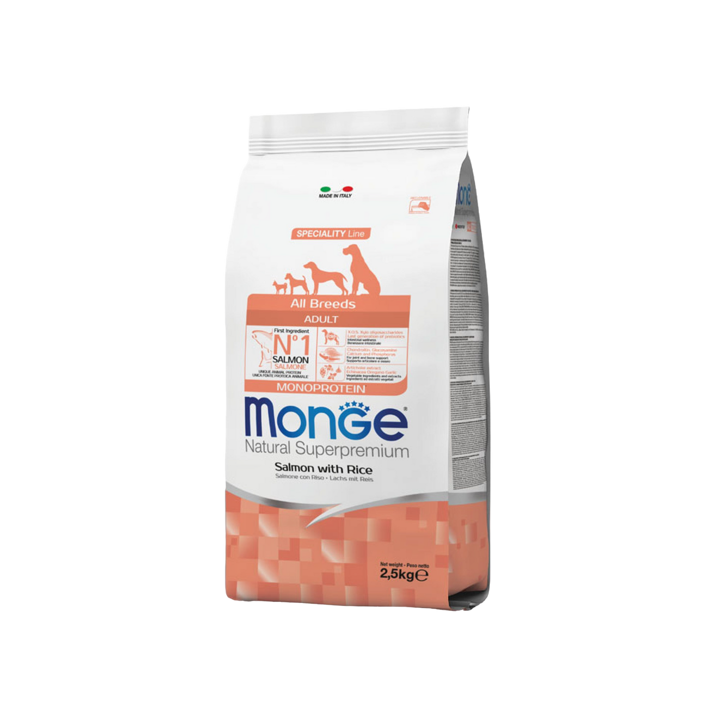 Monge מונג' בוגרים סלמון ואורז לכל הגזעים