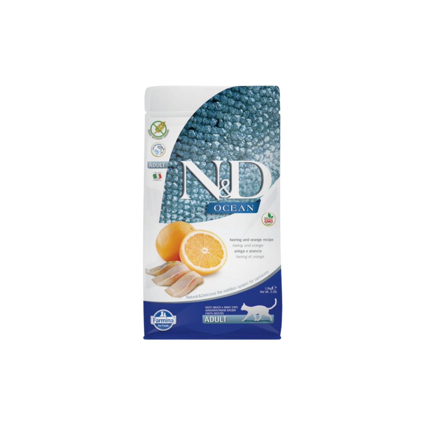Natural And Delicious נטורל אנד דלישס חתול בוגר דג הרינג ותפוז