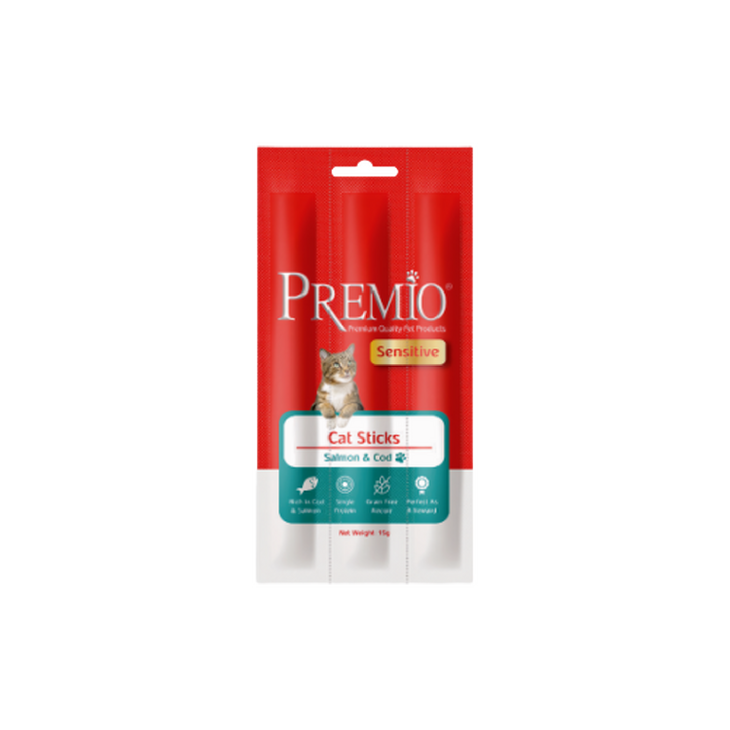 Premio פרמיו סטיקים סנסטיב סלמון וקוד