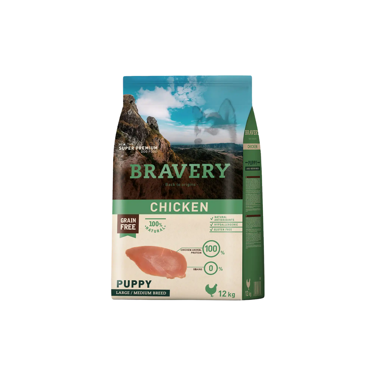 Bravery ברייברי מזון לגורי כלבים בטעם עוף