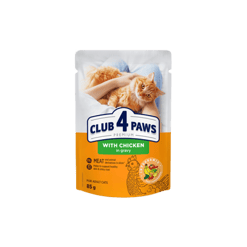 Club4Paws קלאב פור פאוץ' אדולט היירבול עוף ברוטב