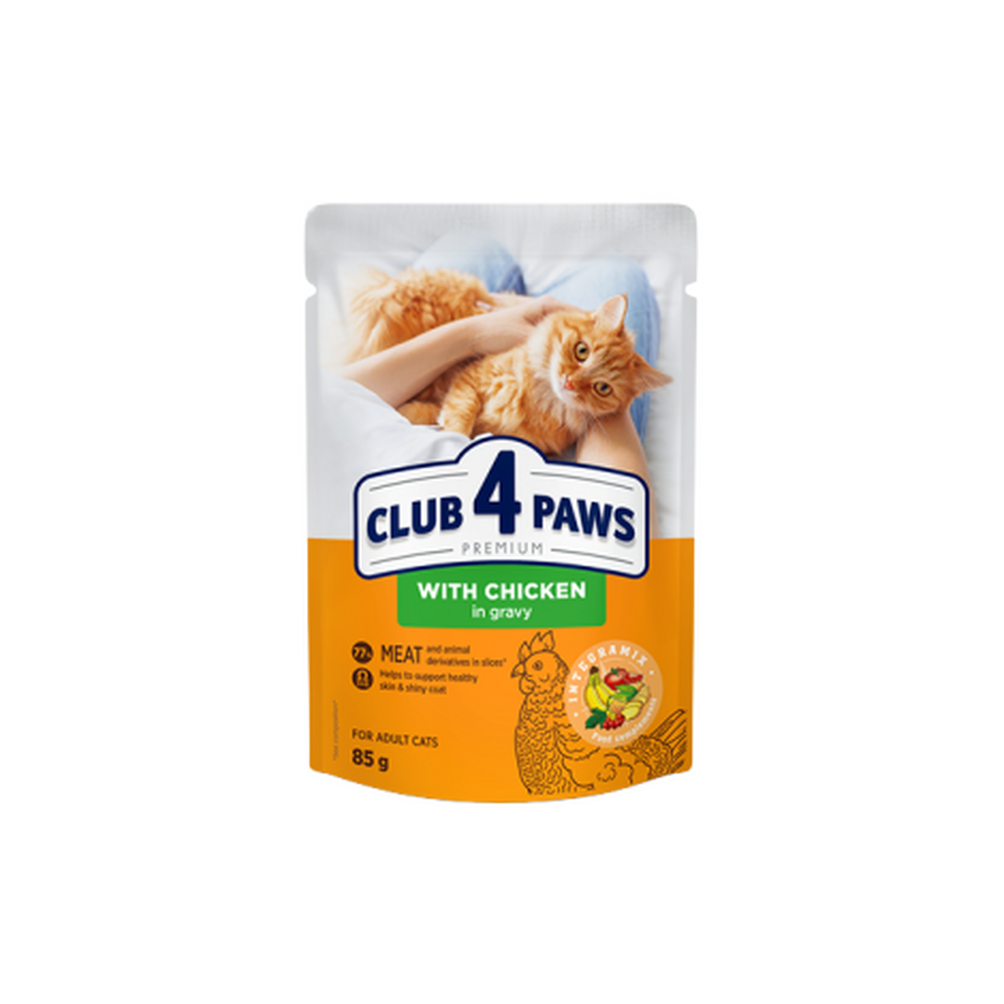 Club4Paws קלאב פור פאוץ' אדולט היירבול עוף ברוטב