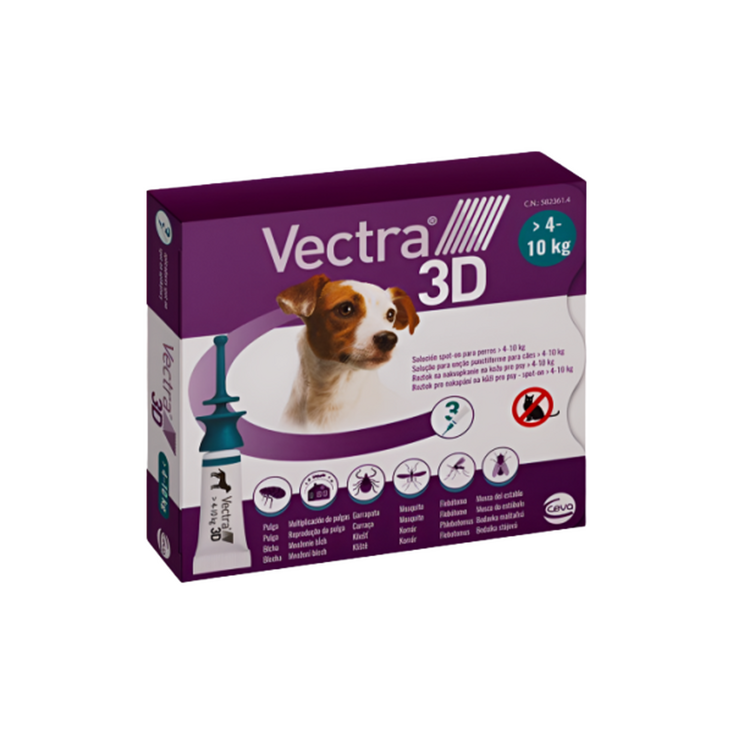 Vectra 3D ווקטרה לכלב קטן 4-10 ק"ג | 3 אמפולות נגד פרעושים וקרציות