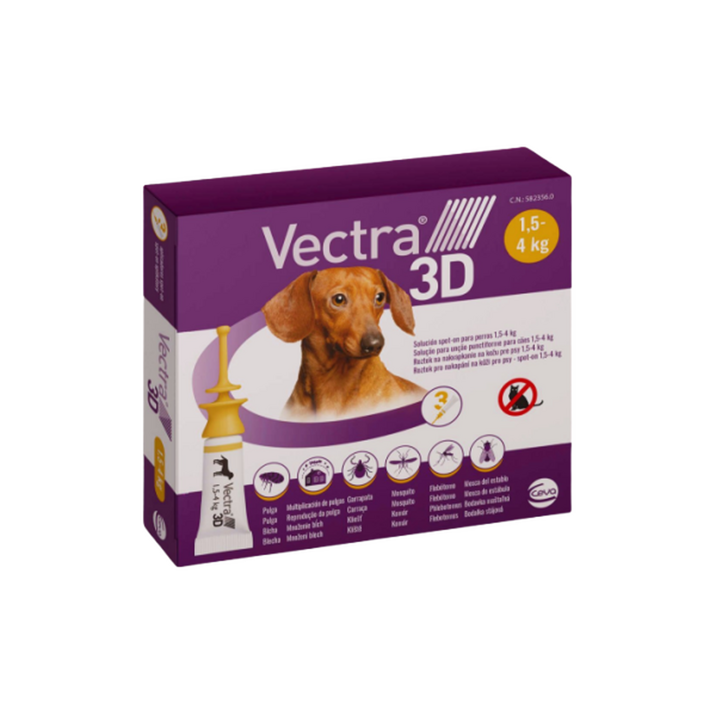 Vectra 3D ווקטרה לכלב זעיר 1.5-4 ק"ג | 3 אמפולות נגד פרעושים וקרציות