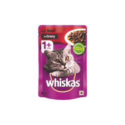Whiskas וויסקאס פאוצ' בטעם בקר ברוטב