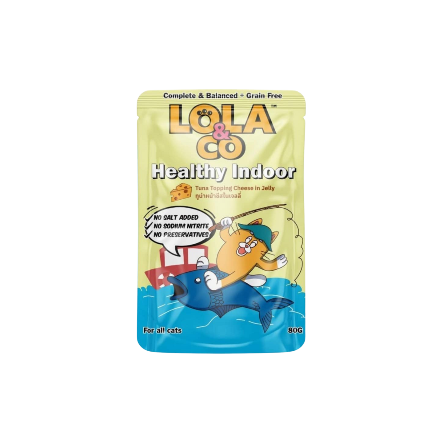 LOLA&CO לולה פאוץ' לחתול נתחי טונה וגבינה בג'לי