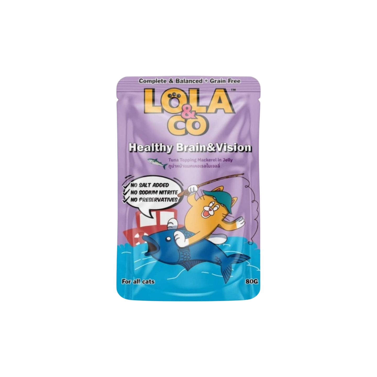 LOLA&CO לולה פאוץ' לחתול נתחי טונה ומקארל בג'לי