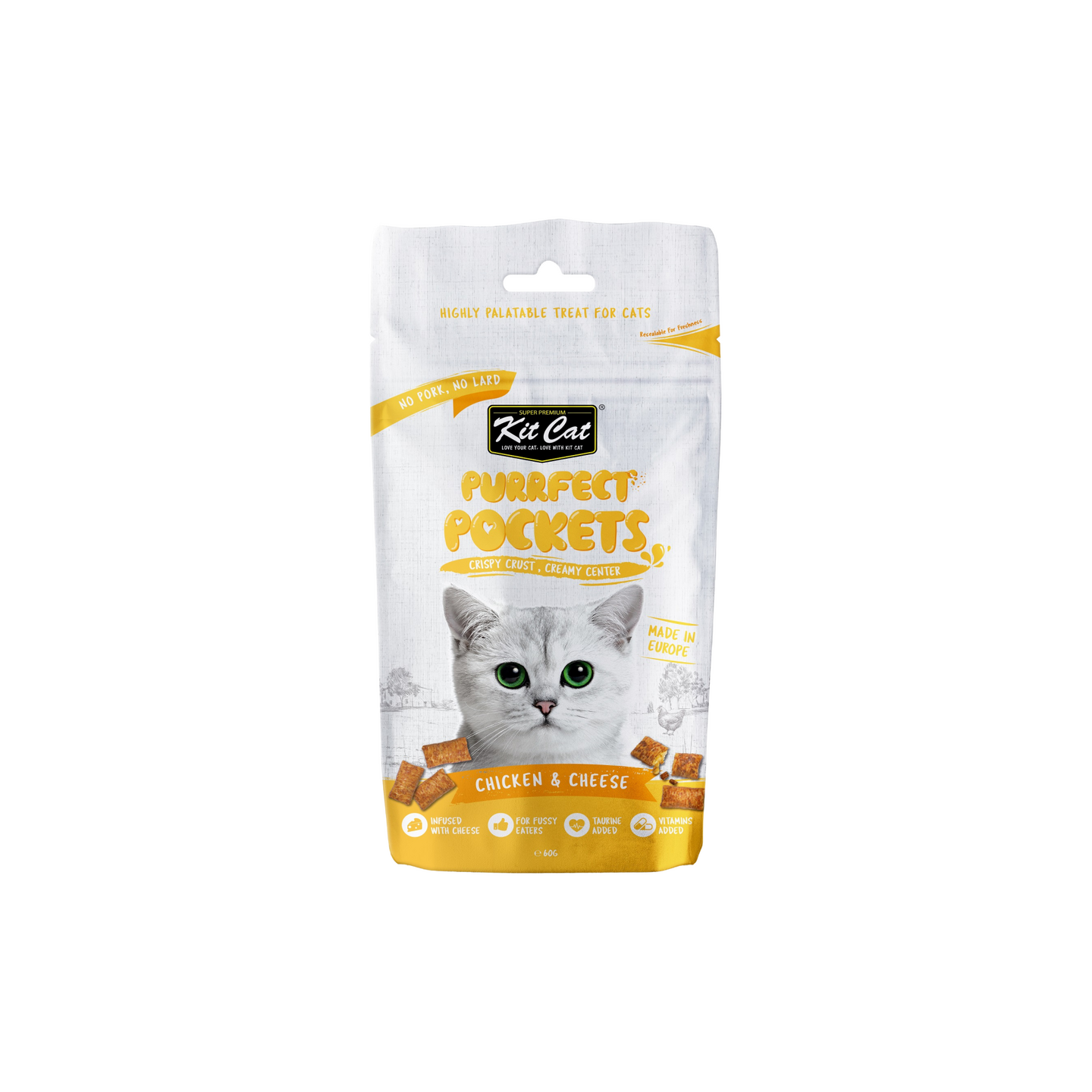 KIT CAT קיט קט כריות בטעם עוף וגבינה לחתול