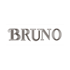 המילה "BRUNO" כתובה באותיות שחורות גדולות, מעוטרות ופסים על רקע לבן.