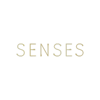המילה "SENSES" מופיעה באותיות גדולות ודקות בצבע זהב על רקע שחור אחיד.