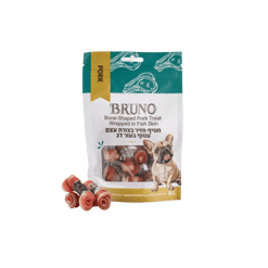 BRUNO ברונו חטיף חזיר בצורת עצם עטוף בדג לכלב
