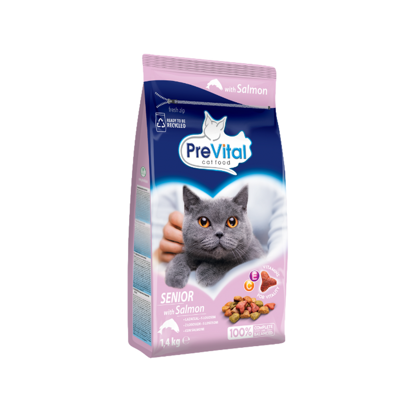 PreVital פרוויטאל מזון יבש לחתולים בטעם סלמון סניור