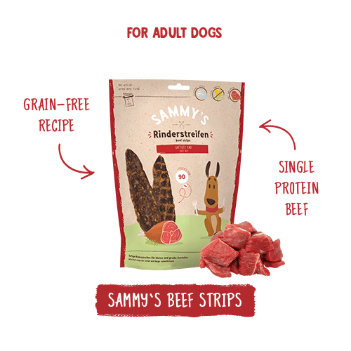 SAMMY'S סאמיס חטיף טבעי לכלב רצועות בקר עסיסי