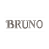 המילה "BRUNO" כתובה באותיות שחורות גדולות, מעוטרות ופסים על רקע לבן.