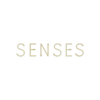 המילה "SENSES" מופיעה באותיות גדולות ודקות בצבע זהב על רקע שחור אחיד.