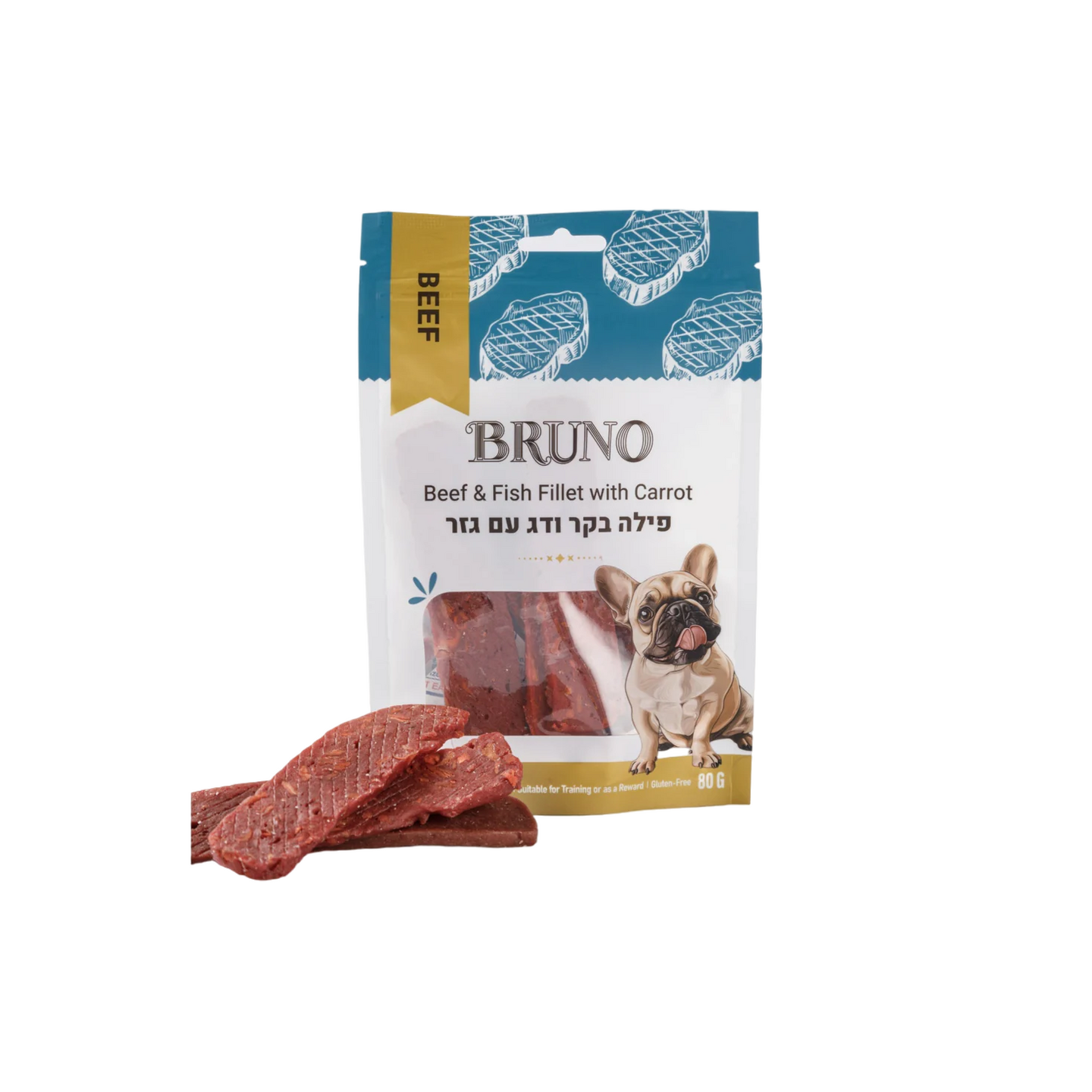 BRUNO ברונו חטיף פילה בקר ודג עם גזר לכלב