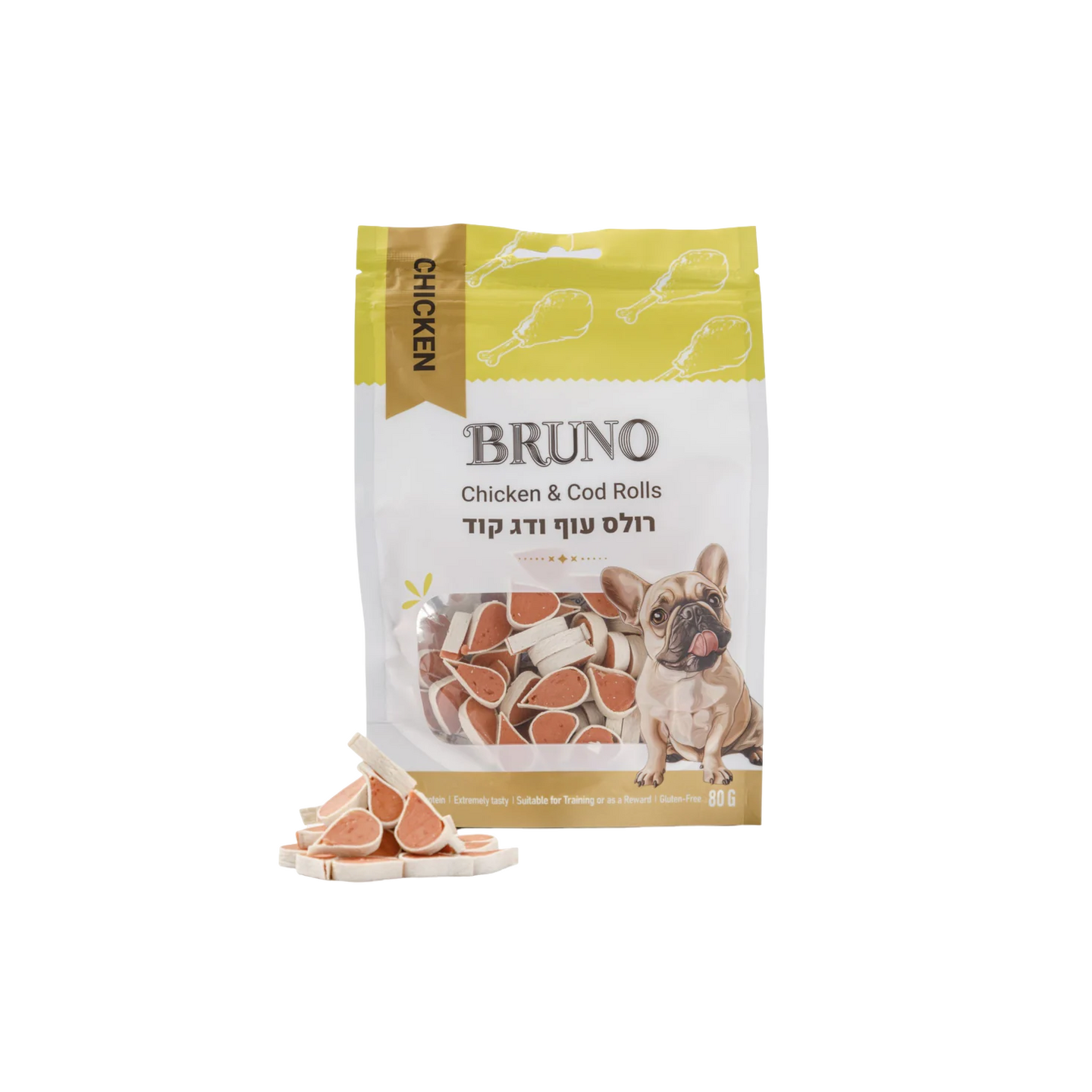 BRUNO ברונו חטיף רולס עוף ודג קוד לכלב