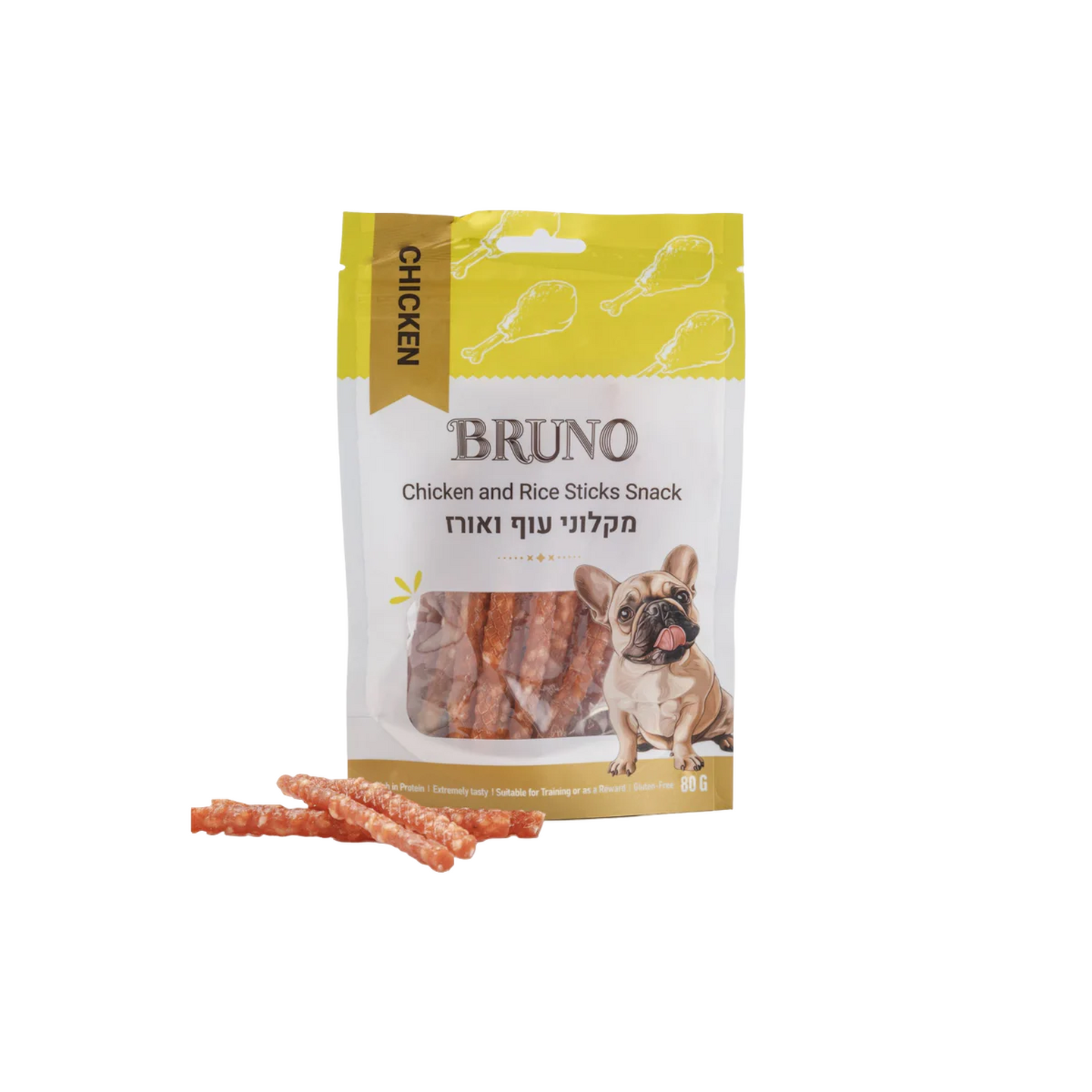 BRUNO ברונו חטיף מקלות עוף ואורז לכלב