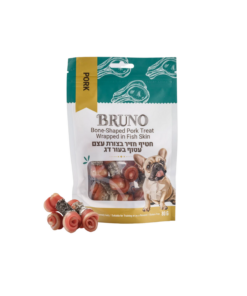 BRUNO ברונו חטיף חזיר בצורת עצם עטוף בדג לכלב