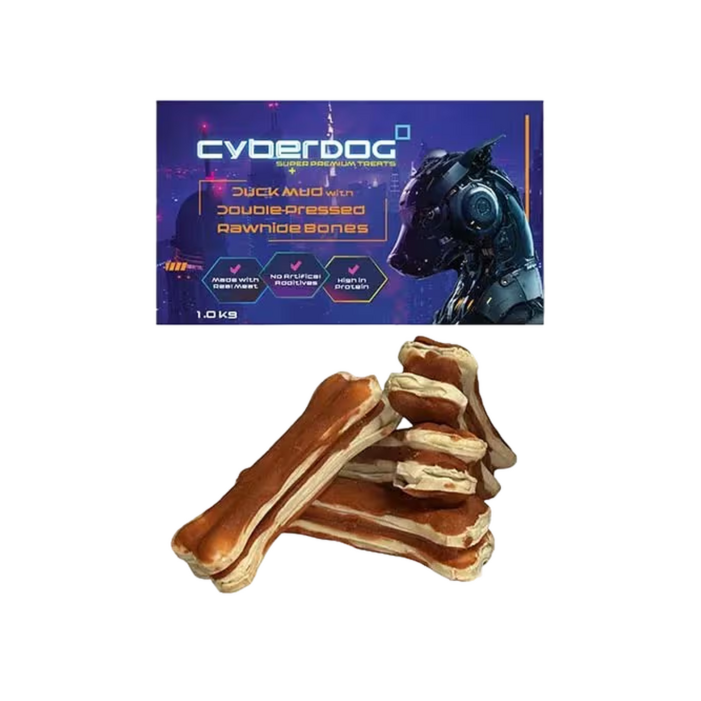 CYBERDOG סייבר דוג חטיף עצם סנדוויץ' כפולה בציפוי ברווז
