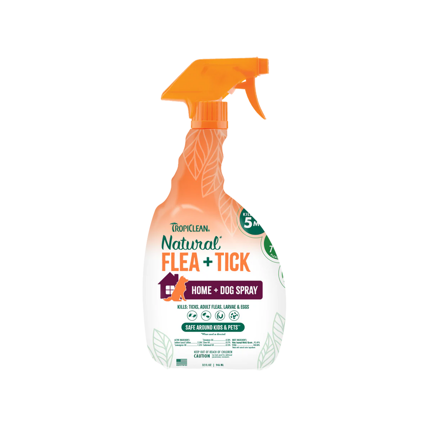 Tropiclean טרופיקלין ספריי טבעי קוטל פרעושים וקרציות ביתי