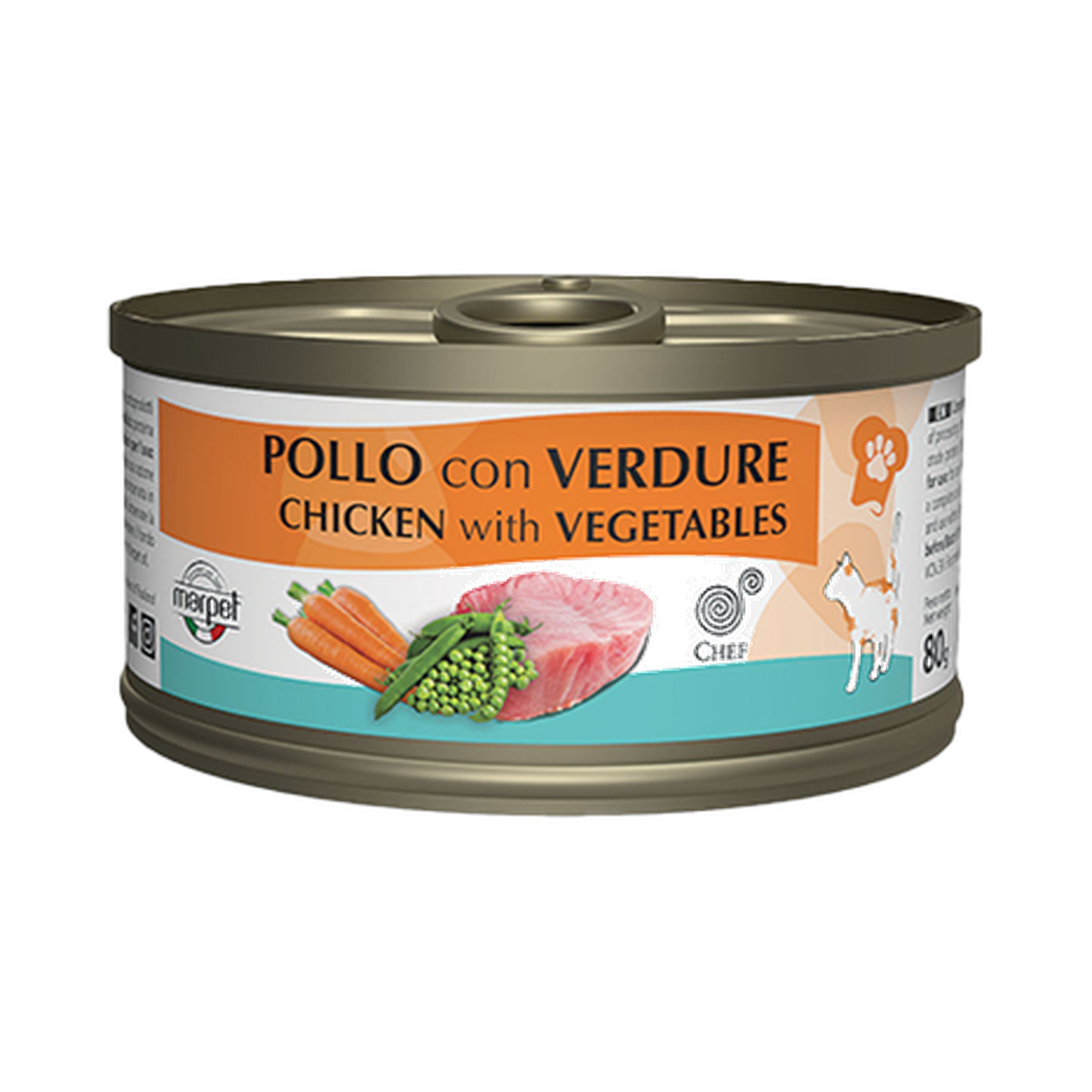 שף מעדן עוף וירקות שימורים לחתול 80 גרם